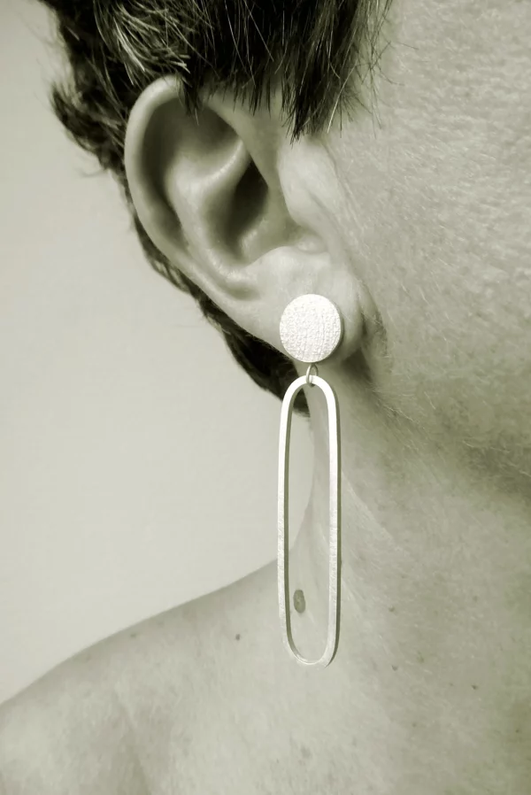 Boucles d'oreilles Gréco ovale, argent massif