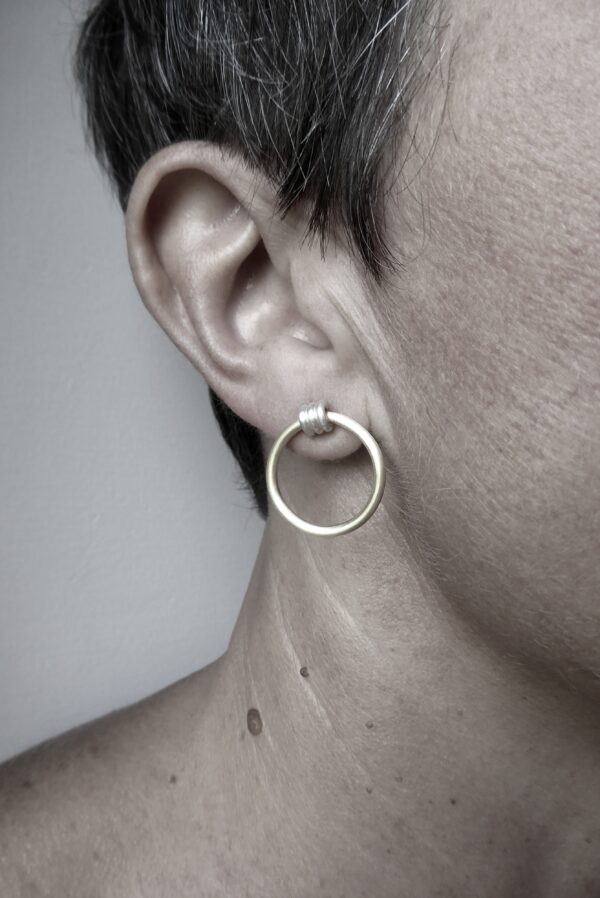 Boucles d'oreilles Ring doré, argent massif et laiton